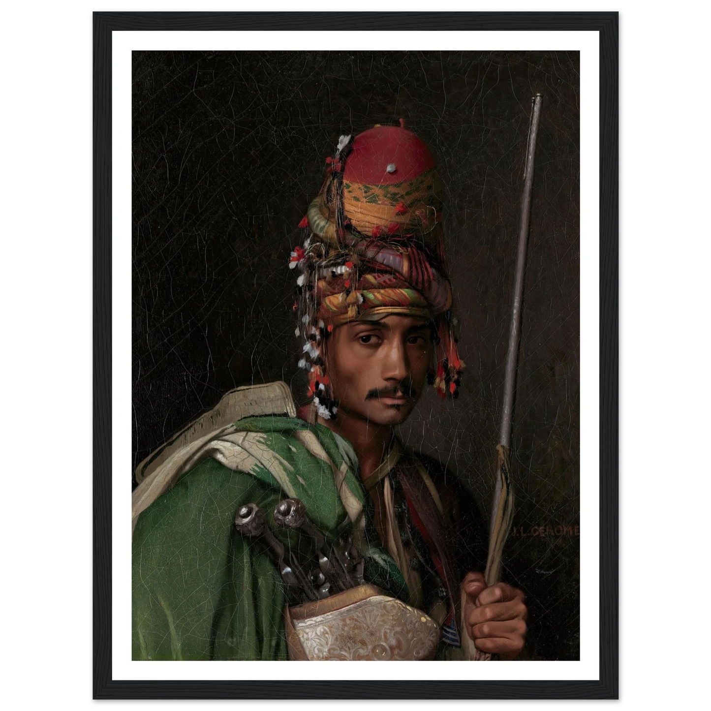 Bashi-Bazouk (ca. 1868–69) Art Print | Jean Leon Gerome - Framed Poster - 30x40 cm / 12x16″ - Black frame