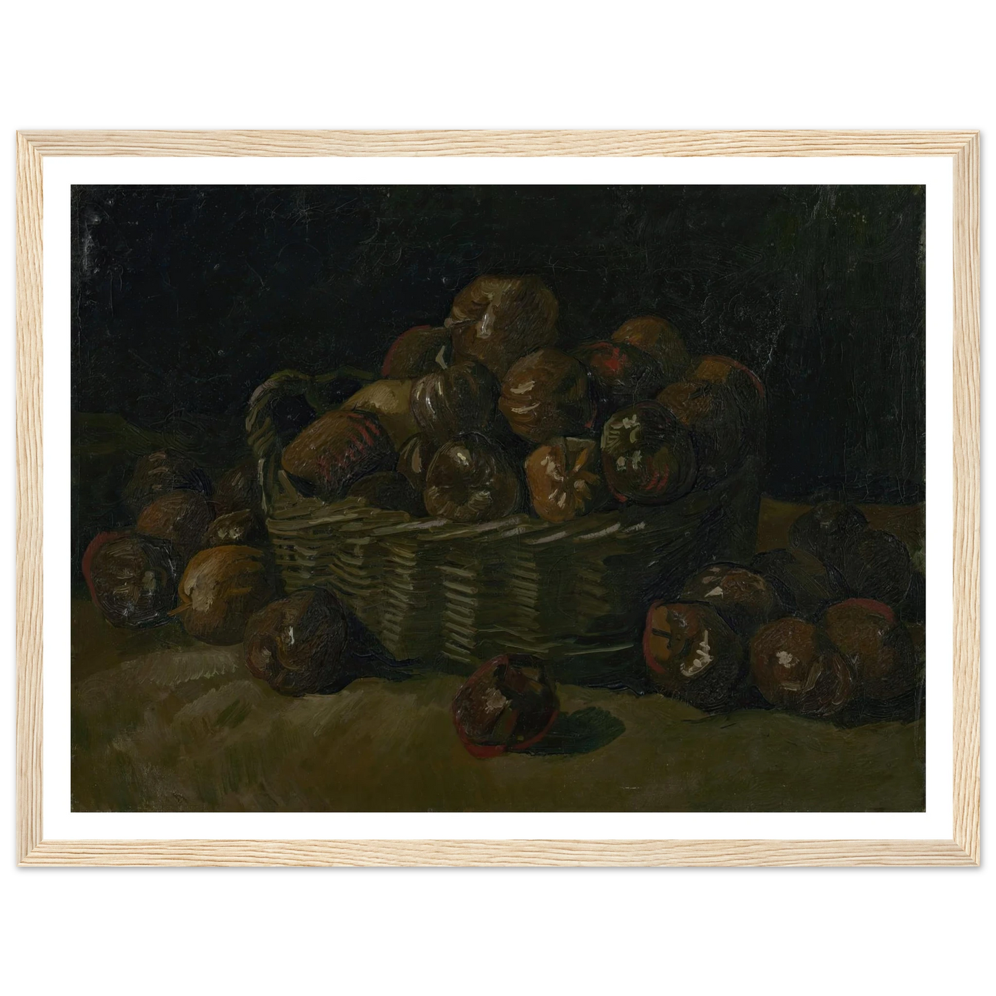 Basket of apples (1885) Art Print | Vincent van Gogh - Framed Poster - 30x40 cm / 12x16″ - Black frame