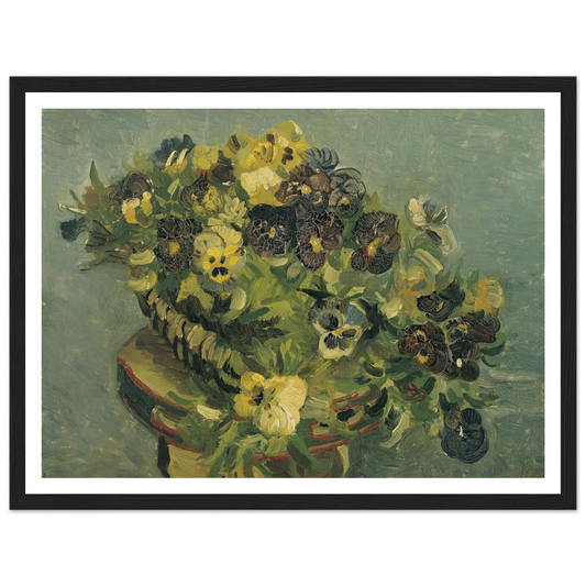 Basket of pansies on a small table (1887) Art Print | Vincent van Gogh - Framed Poster - 30x40 cm / 12x16″ - Black frame