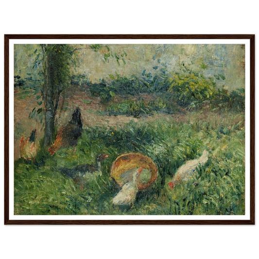 Basse-cour avec poules et canards (1876) Art Print | Camille Pissarro - Framed Poster - 30x40 cm / 12x16″ - Black frame