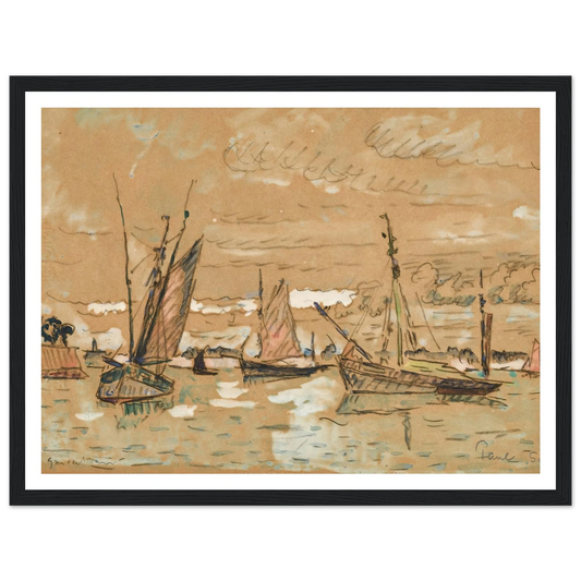 Bateaux à Honfleur (1922) Art Print | Paul Signac - Framed Poster - 30x40 cm / 12x16″ - Black frame
