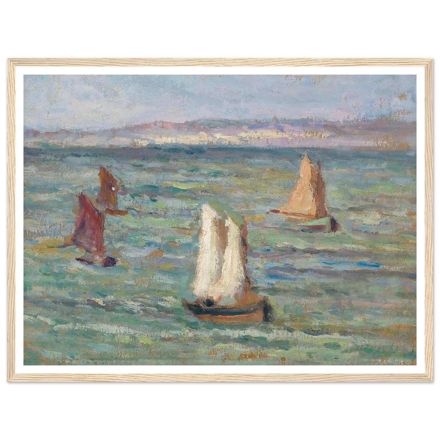 Bateaux aux environs d’Honfleur (1928) Art Print | Maximilien Luce - Framed Poster - 30x40 cm / 12x16″ - Black frame