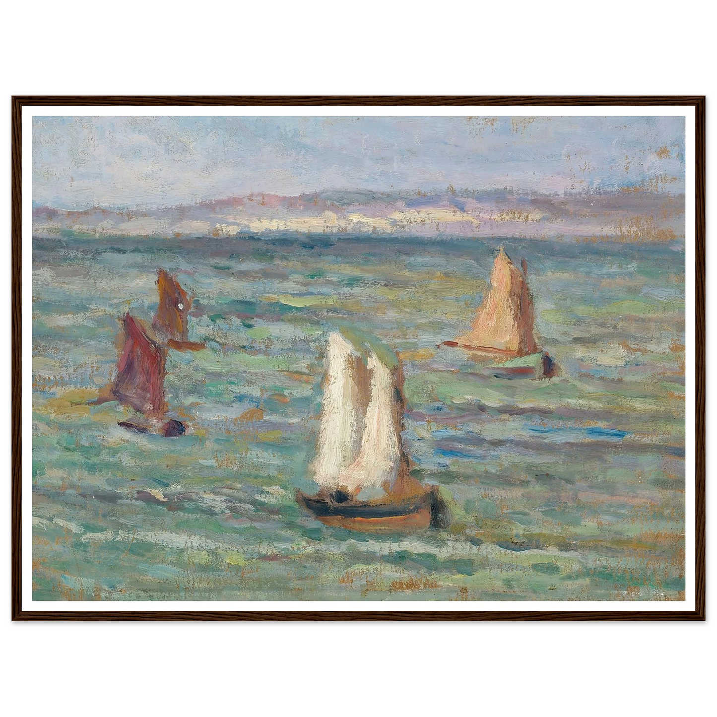 Bateaux aux environs d’Honfleur (1928) Art Print | Maximilien Luce - Framed Poster - 30x40 cm / 12x16″ - Black frame