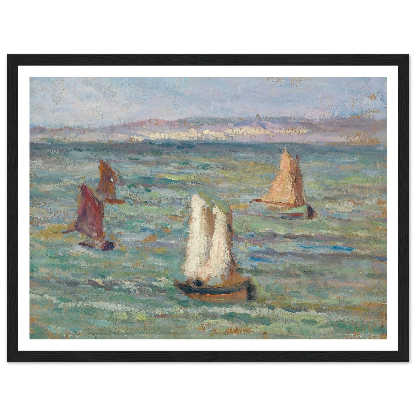Bateaux aux environs d’Honfleur (1928) Art Print | Maximilien Luce - Framed Poster - 30x40 cm / 12x16″ - Black frame