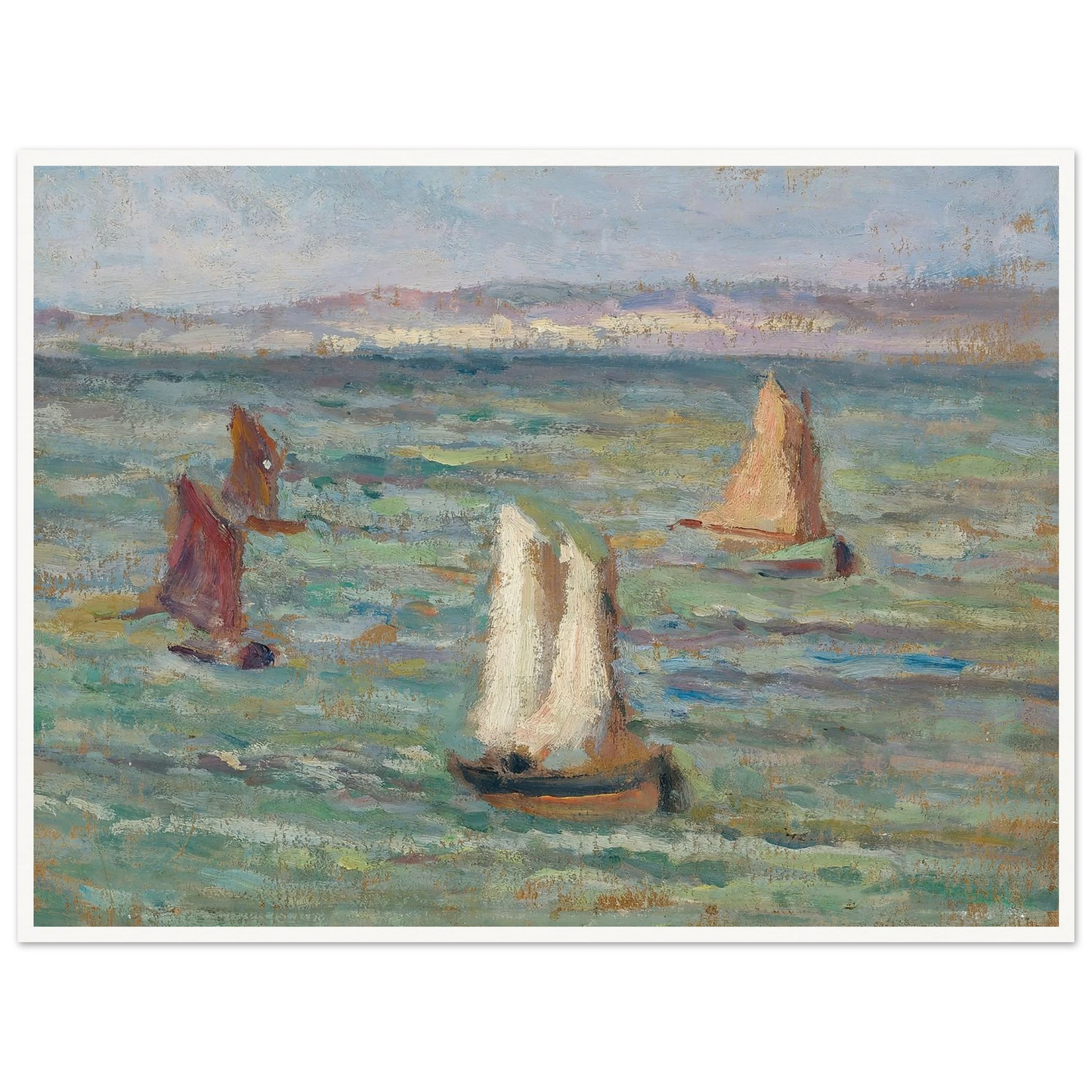 Bateaux aux environs d’Honfleur (1928) Art Print | Maximilien Luce - Framed Poster - 30x40 cm / 12x16″ - Black frame