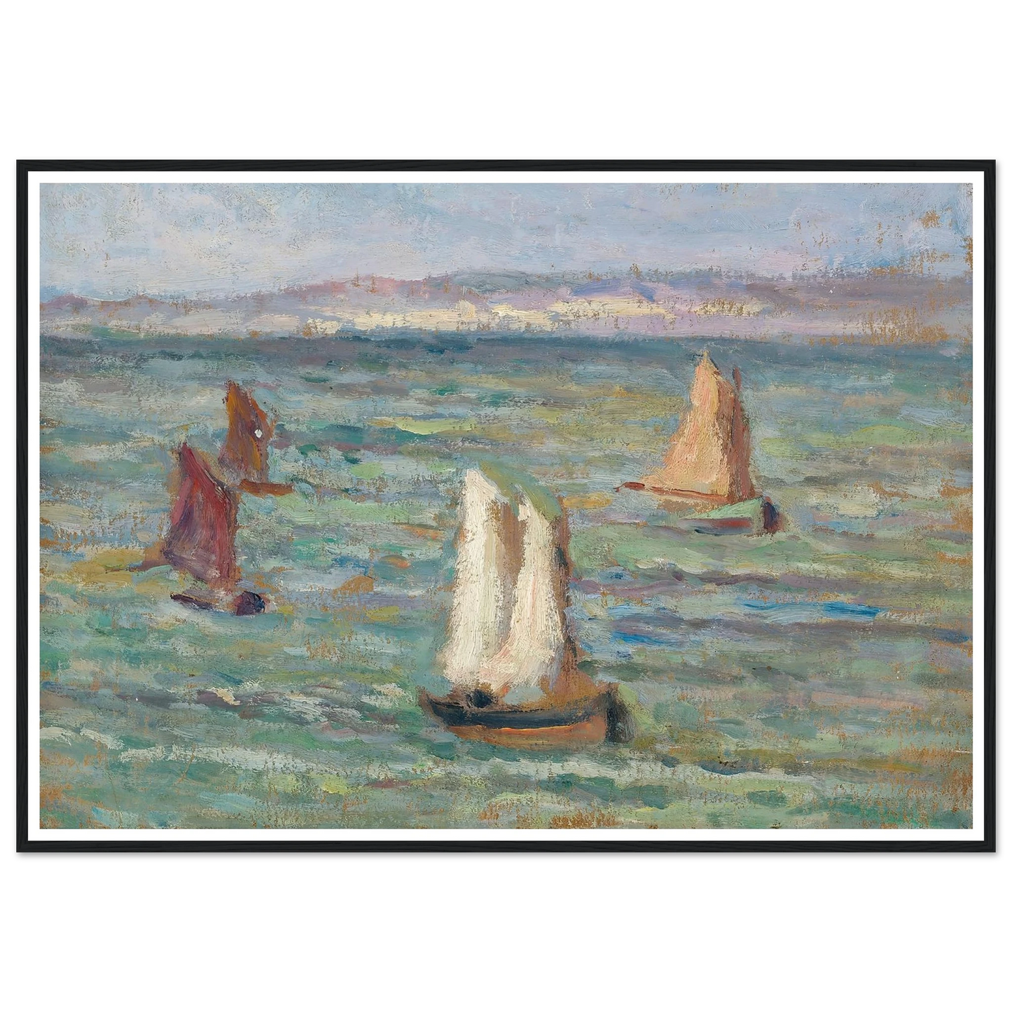 Bateaux aux environs d’Honfleur (1928) Art Print | Maximilien Luce - Framed Poster - 30x40 cm / 12x16″ - Black frame