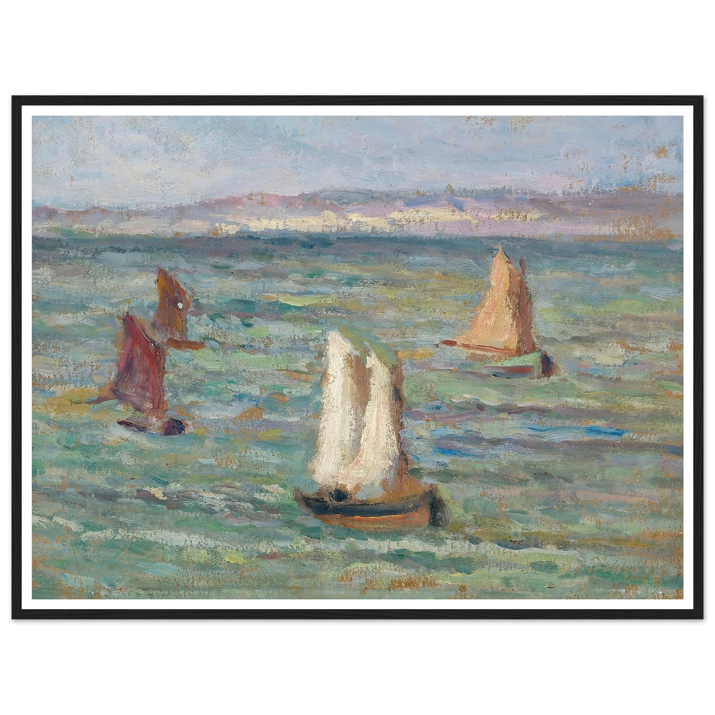 Bateaux aux environs d’Honfleur (1928) Art Print | Maximilien Luce - Framed Poster - 30x40 cm / 12x16″ - Black frame