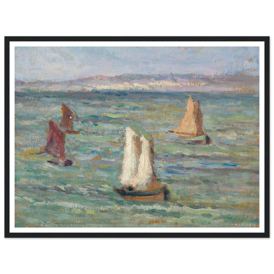 Bateaux aux environs d’Honfleur (1928) Art Print | Maximilien Luce - Framed Poster - 30x40 cm / 12x16″ - Black frame