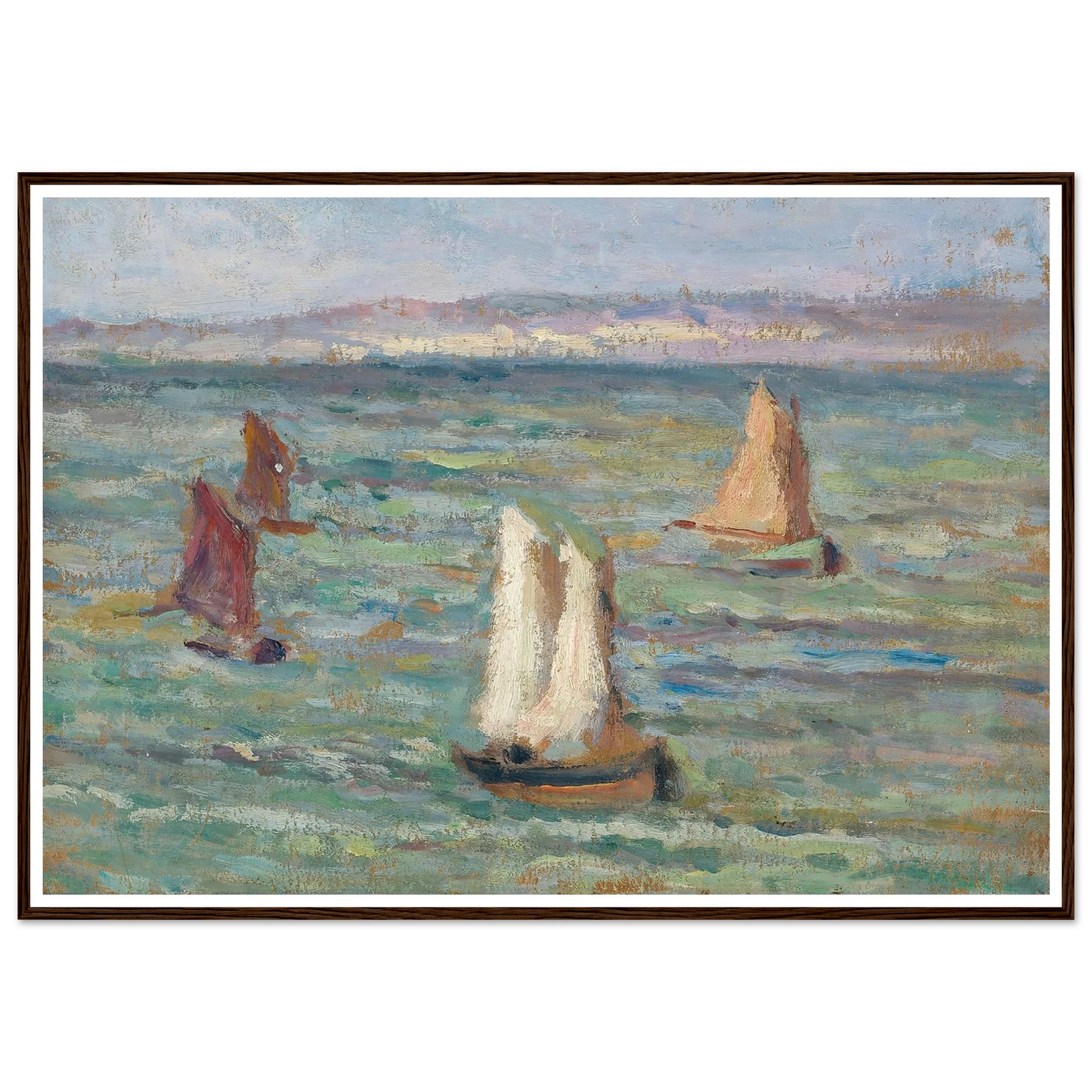 Bateaux aux environs d’Honfleur (1928) Art Print | Maximilien Luce - Framed Poster - 30x40 cm / 12x16″ - Black frame