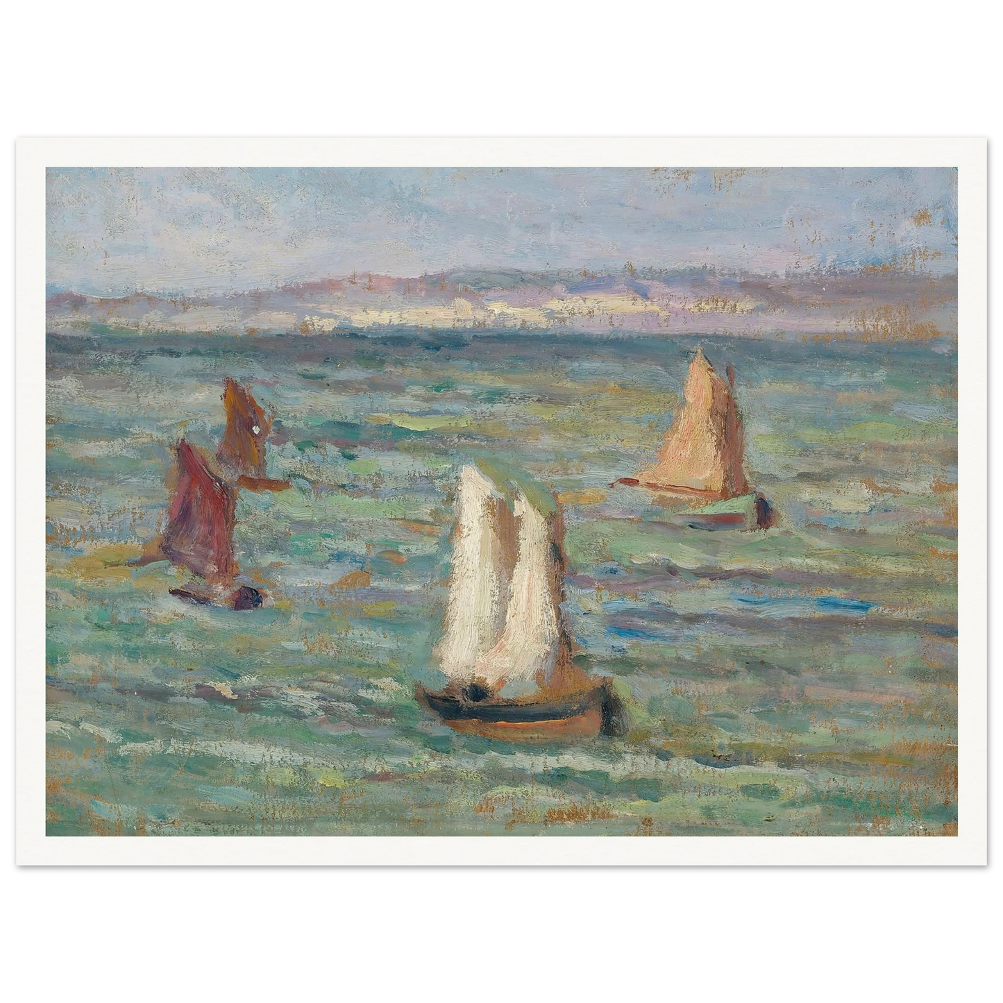 Bateaux aux environs d’Honfleur (1928) Art Print | Maximilien Luce - Framed Poster - 30x40 cm / 12x16″ - Black frame