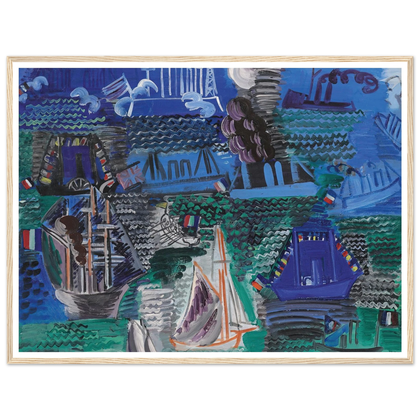 Bateaux (circa 1930) Art Print | Raoul Dufy - Framed Poster - 30x40 cm / 12x16″ - Black frame