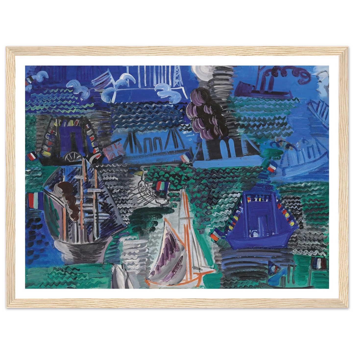Bateaux (circa 1930) Art Print | Raoul Dufy - Framed Poster - 30x40 cm / 12x16″ - Black frame