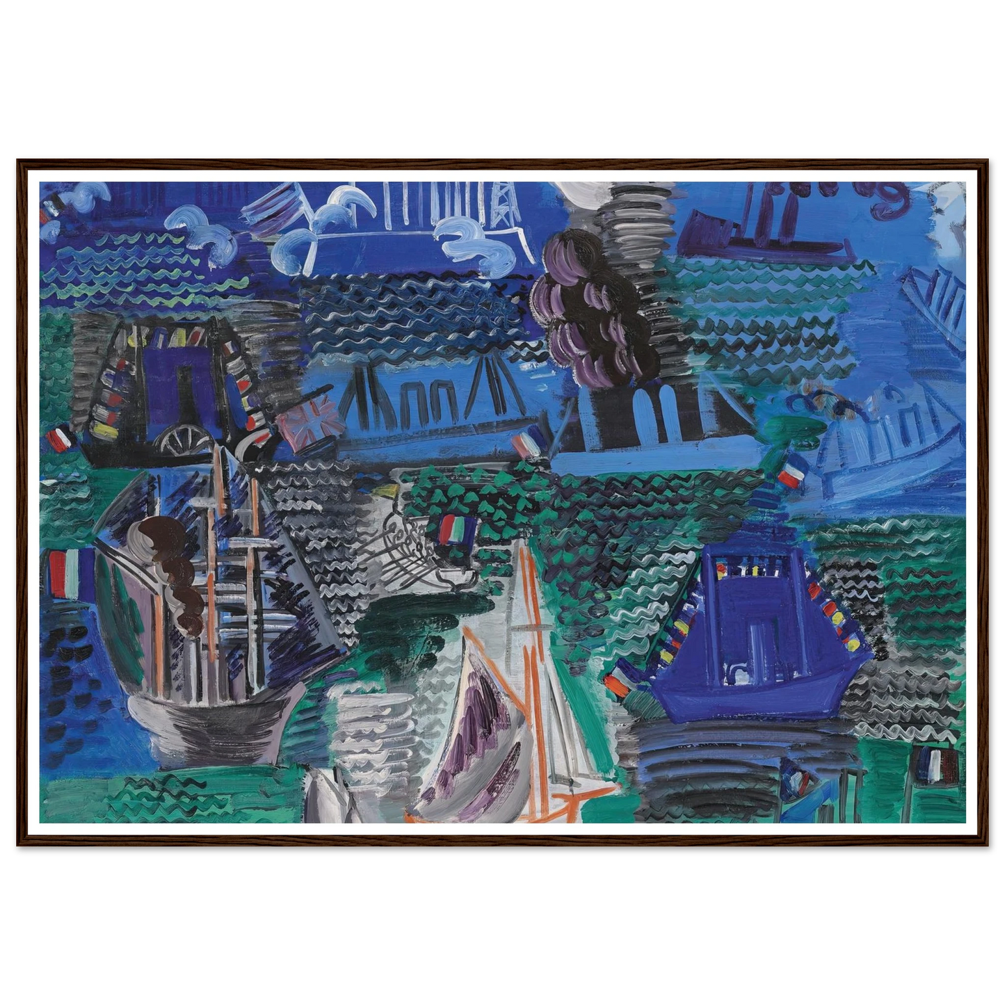 Bateaux (circa 1930) Art Print | Raoul Dufy - Framed Poster - 30x40 cm / 12x16″ - Black frame
