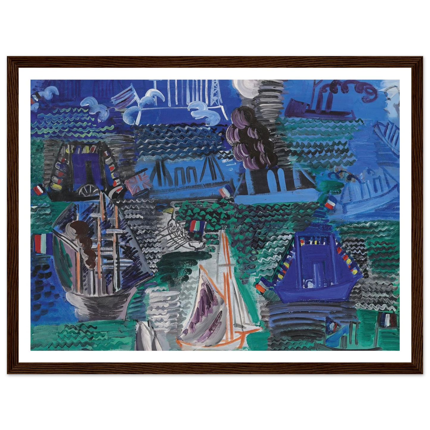 Bateaux (circa 1930) Art Print | Raoul Dufy - Framed Poster - 30x40 cm / 12x16″ - Black frame