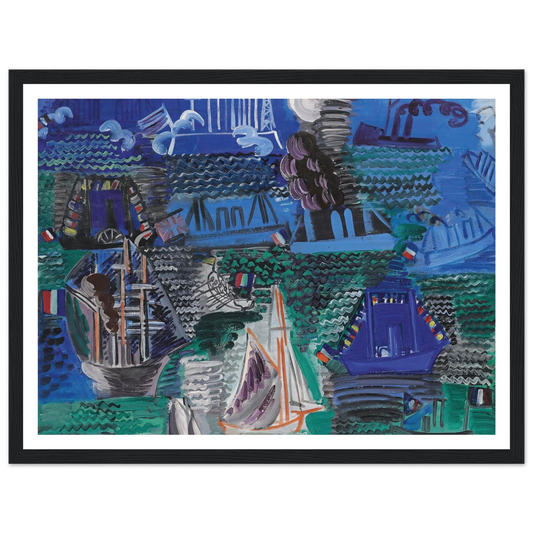 Bateaux (circa 1930) Art Print | Raoul Dufy - Framed Poster - 30x40 cm / 12x16″ - Black frame