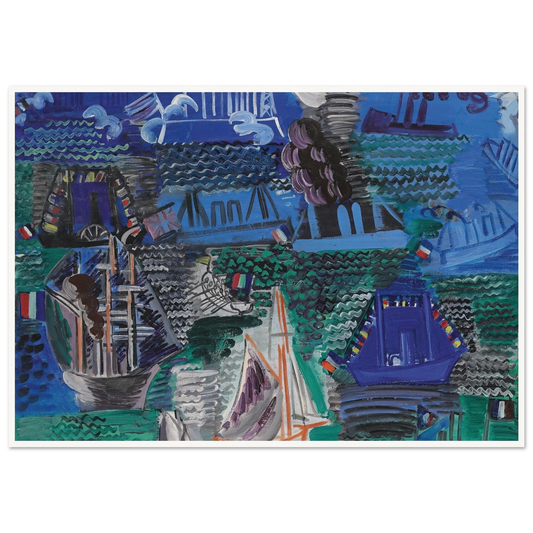 Bateaux (circa 1930) Art Print | Raoul Dufy - Framed Poster - 30x40 cm / 12x16″ - Black frame