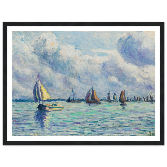 Bateaux Sur La Meuse À Rotterdam (1909) Art Print | Maximilien Luce - Framed Poster - 30x40 cm / 12x16″ - Black frame