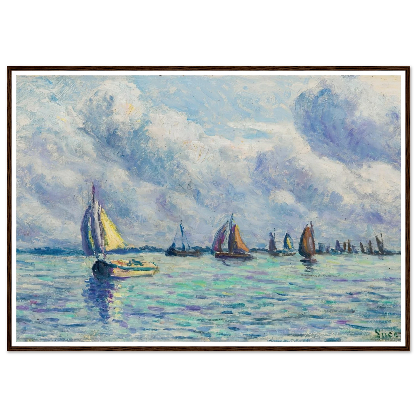 Bateaux Sur La Meuse À Rotterdam (1909) Art Print | Maximilien Luce - Framed Poster - 30x40 cm / 12x16″ - Black frame