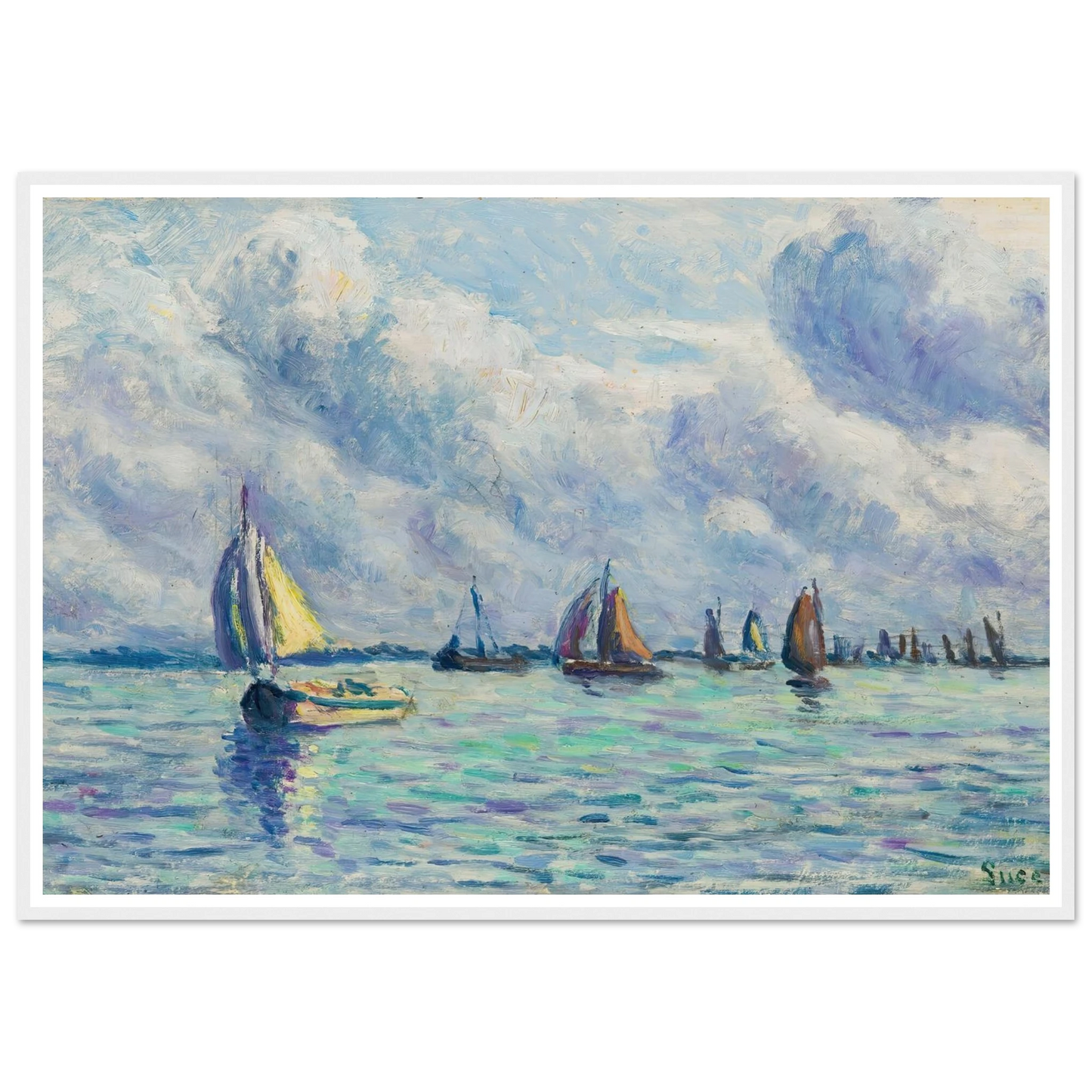 Bateaux Sur La Meuse À Rotterdam (1909) Art Print | Maximilien Luce - Framed Poster - 30x40 cm / 12x16″ - Black frame