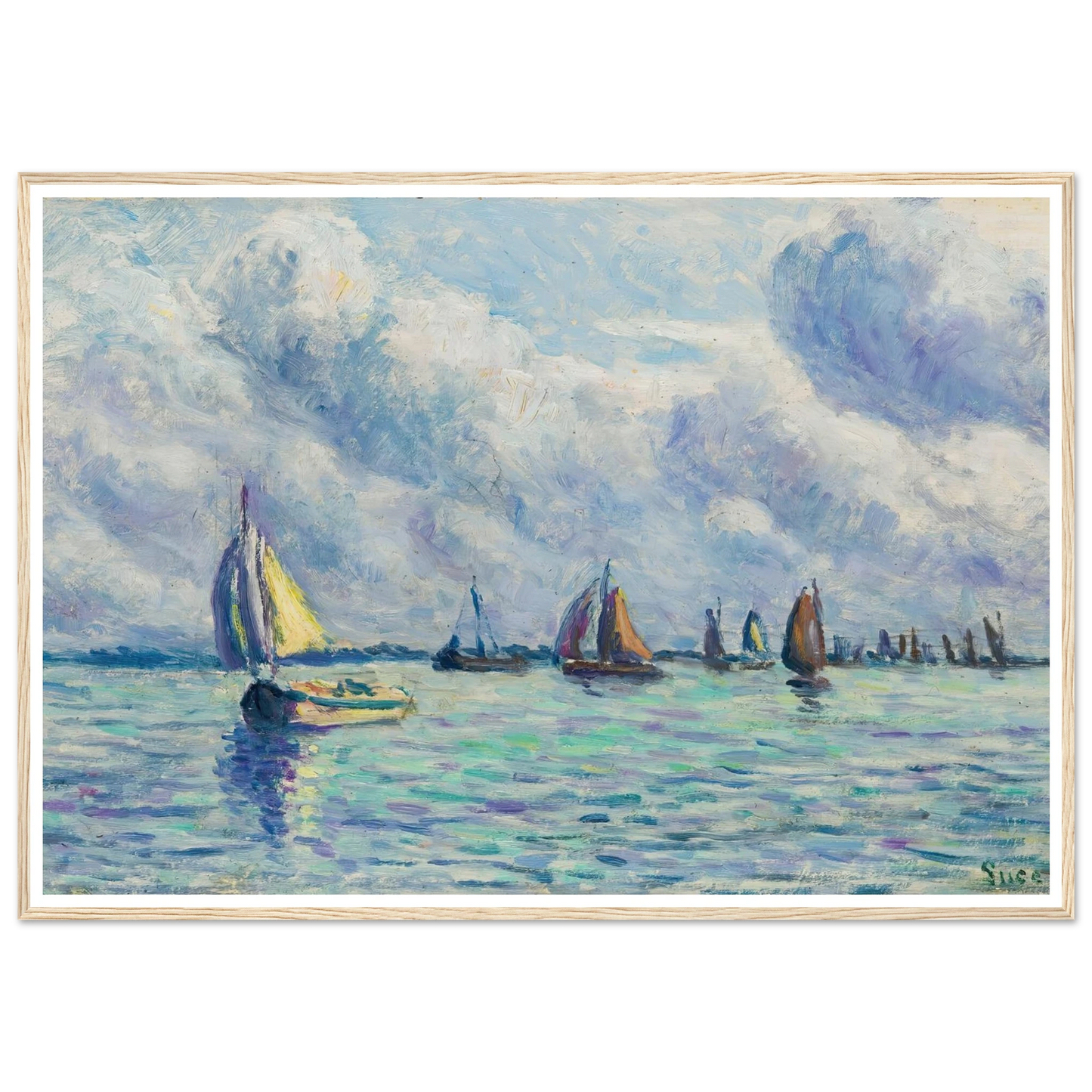 Bateaux Sur La Meuse À Rotterdam (1909) Art Print | Maximilien Luce - Framed Poster - 30x40 cm / 12x16″ - Black frame