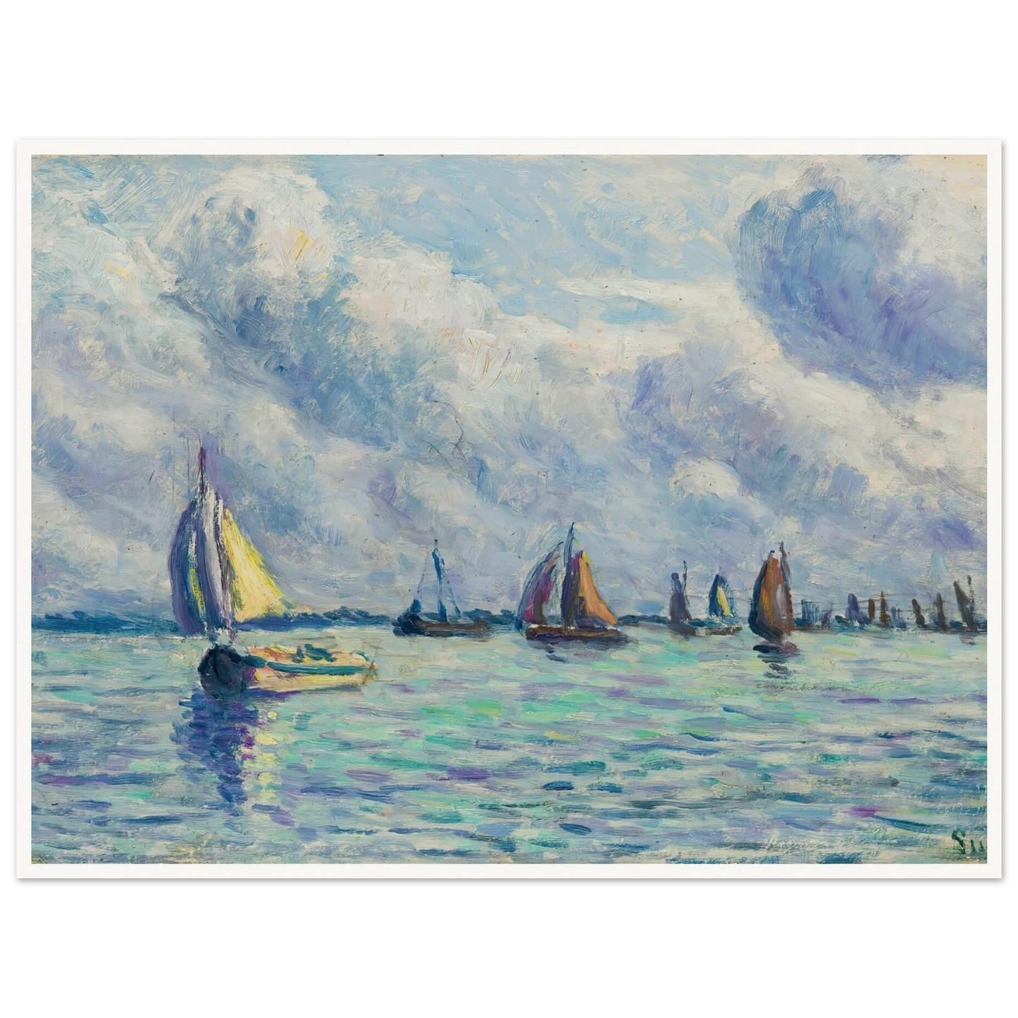 Bateaux Sur La Meuse À Rotterdam (1909) Art Print | Maximilien Luce - Framed Poster - 30x40 cm / 12x16″ - Black frame