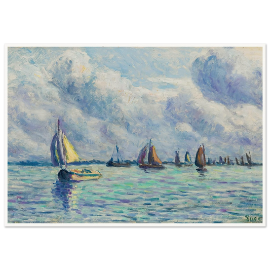 Bateaux Sur La Meuse À Rotterdam (1909) Art Print | Maximilien Luce - Framed Poster - 30x40 cm / 12x16″ - Black frame