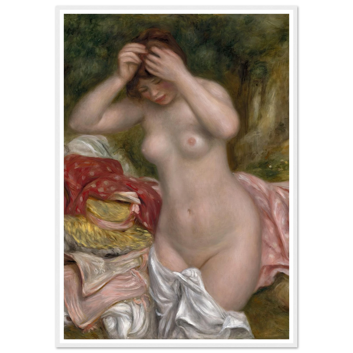 Bather Arranging Her Hair (1893) Art Print | Pierre Auguste Renoir - Framed Poster - 30x40 cm / 12x16″ - Black frame