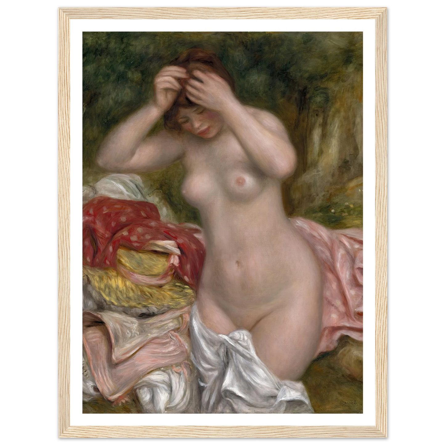 Bather Arranging Her Hair (1893) Art Print | Pierre Auguste Renoir - Framed Poster - 30x40 cm / 12x16″ - Black frame