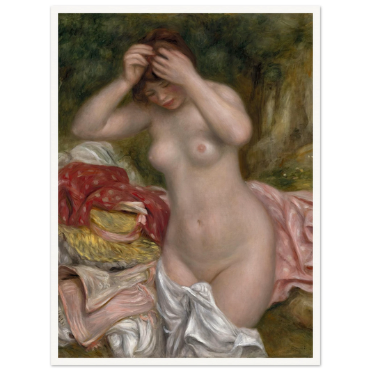 Bather Arranging Her Hair (1893) Art Print | Pierre Auguste Renoir - Framed Poster - 30x40 cm / 12x16″ - Black frame