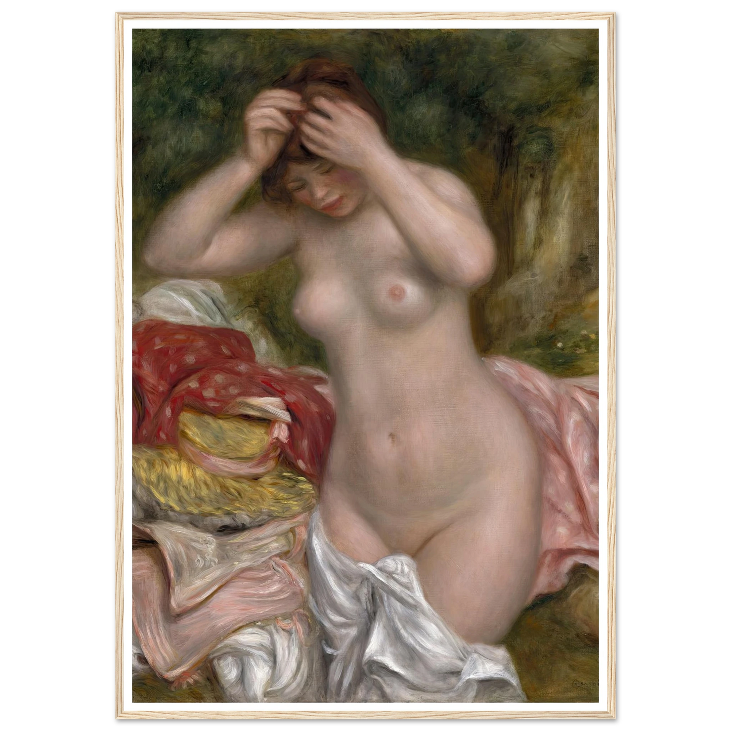 Bather Arranging Her Hair (1893) Art Print | Pierre Auguste Renoir - Framed Poster - 30x40 cm / 12x16″ - Black frame