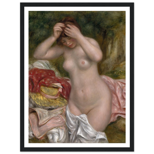 Bather Arranging Her Hair (1893) Art Print | Pierre Auguste Renoir - Framed Poster - 30x40 cm / 12x16″ - Black frame