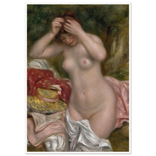 Bather Arranging Her Hair (1893) Art Print | Pierre Auguste Renoir - Framed Poster - 30x40 cm / 12x16″ - Black frame