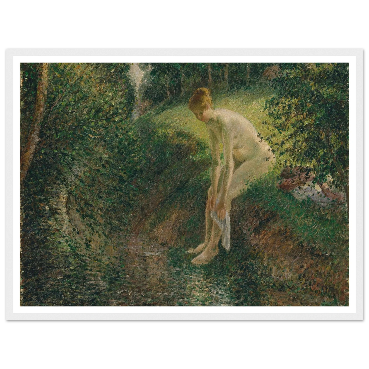 Bather in the Woods (1895) Art Print | Camille Pissarro - Framed Poster - 30x40 cm / 12x16″ - Black frame