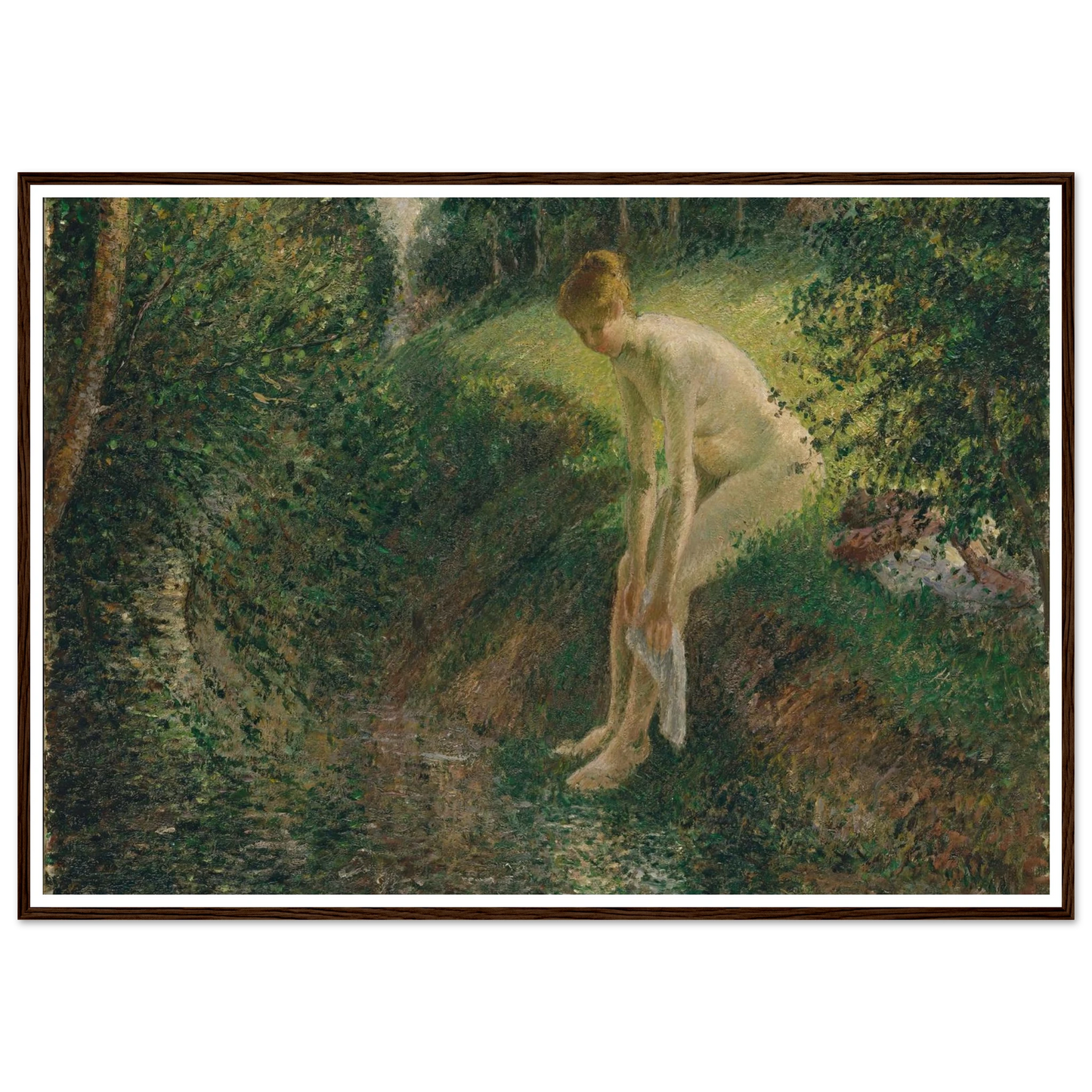 Bather in the Woods (1895) Art Print | Camille Pissarro - Framed Poster - 30x40 cm / 12x16″ - Black frame