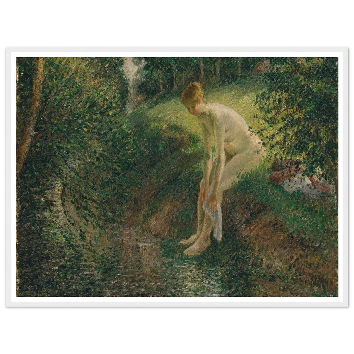 Bather in the Woods (1895) Art Print | Camille Pissarro - Framed Poster - 30x40 cm / 12x16″ - Black frame