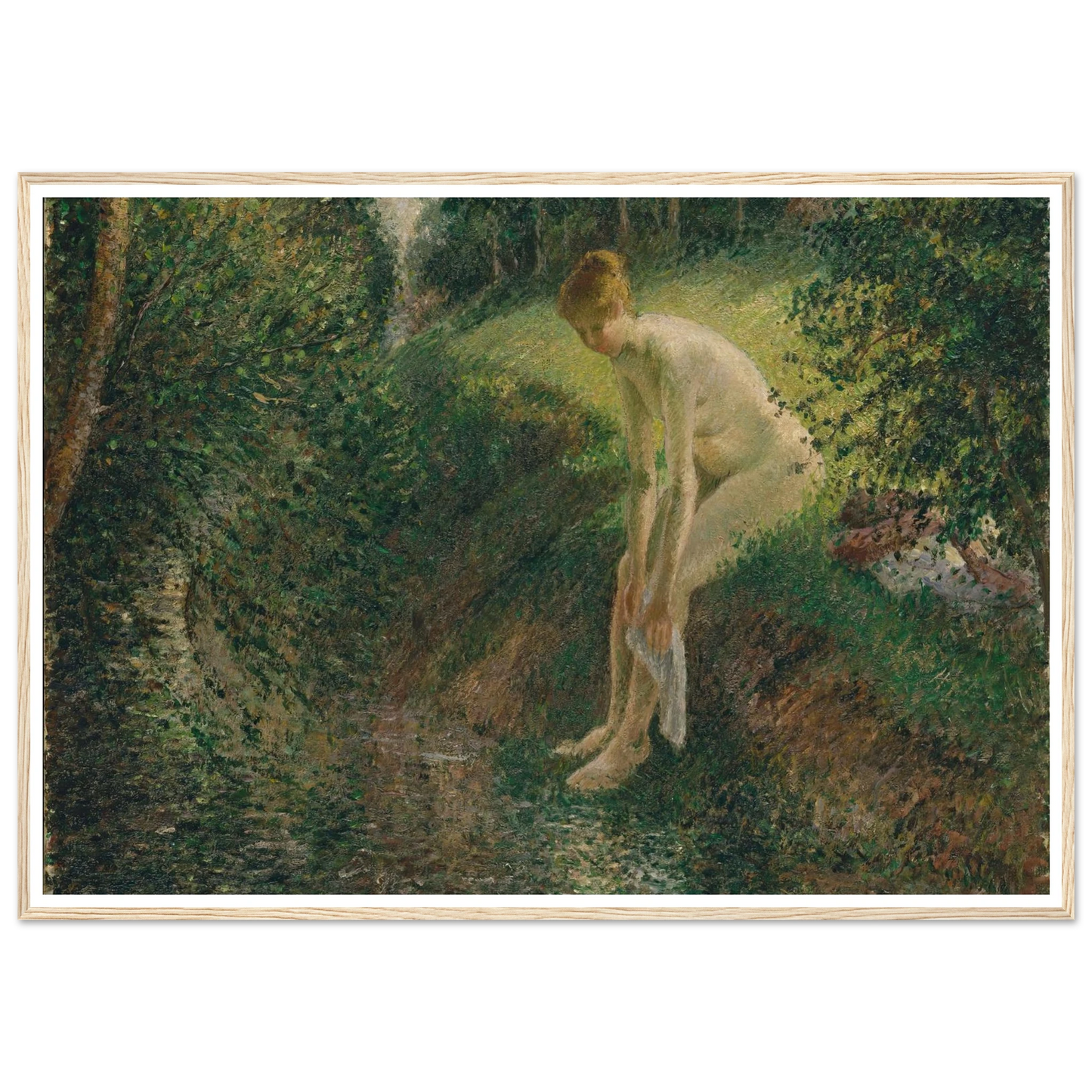 Bather in the Woods (1895) Art Print | Camille Pissarro - Framed Poster - 30x40 cm / 12x16″ - Black frame