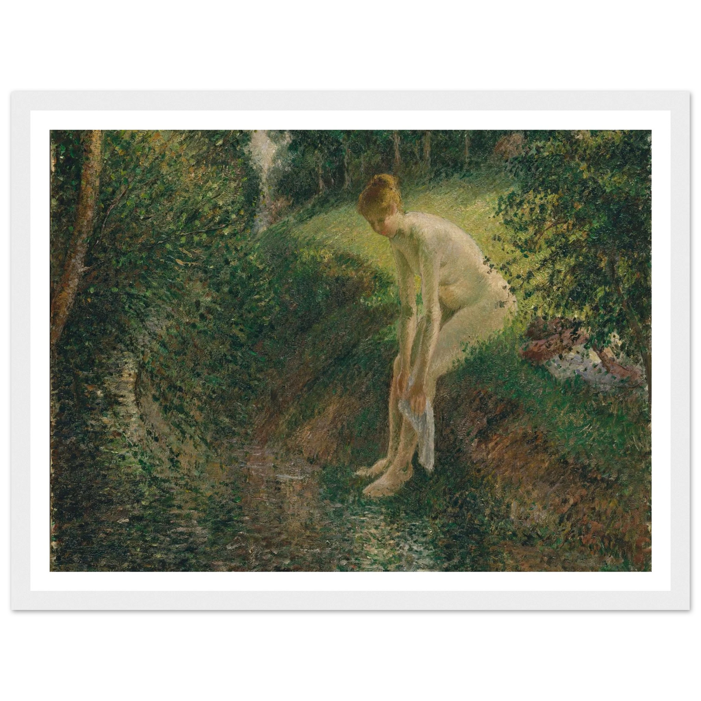 Bather in the Woods (1895) Art Print | Camille Pissarro - Framed Poster - 30x40 cm / 12x16″ - Black frame