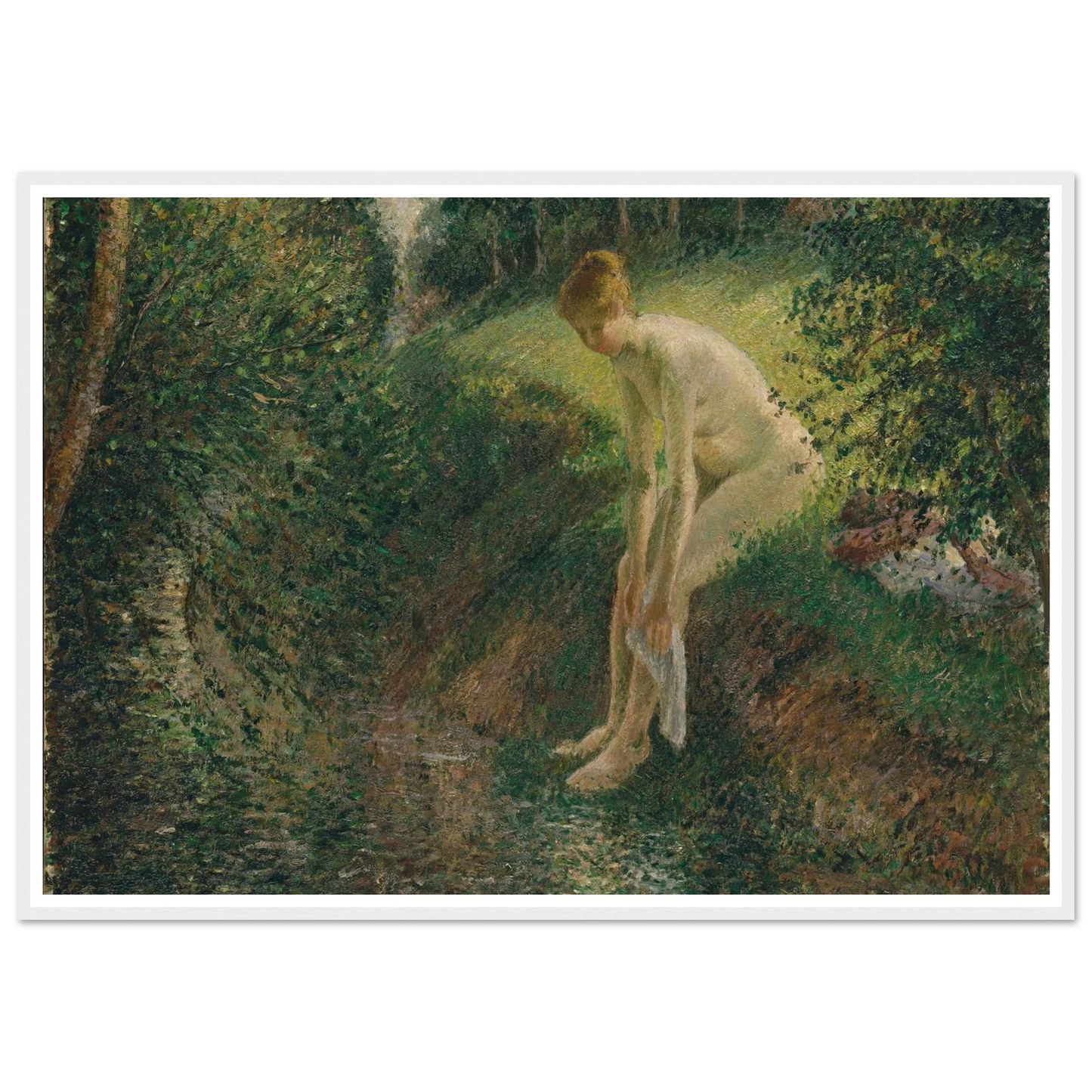 Bather in the Woods (1895) Art Print | Camille Pissarro - Framed Poster - 30x40 cm / 12x16″ - Black frame