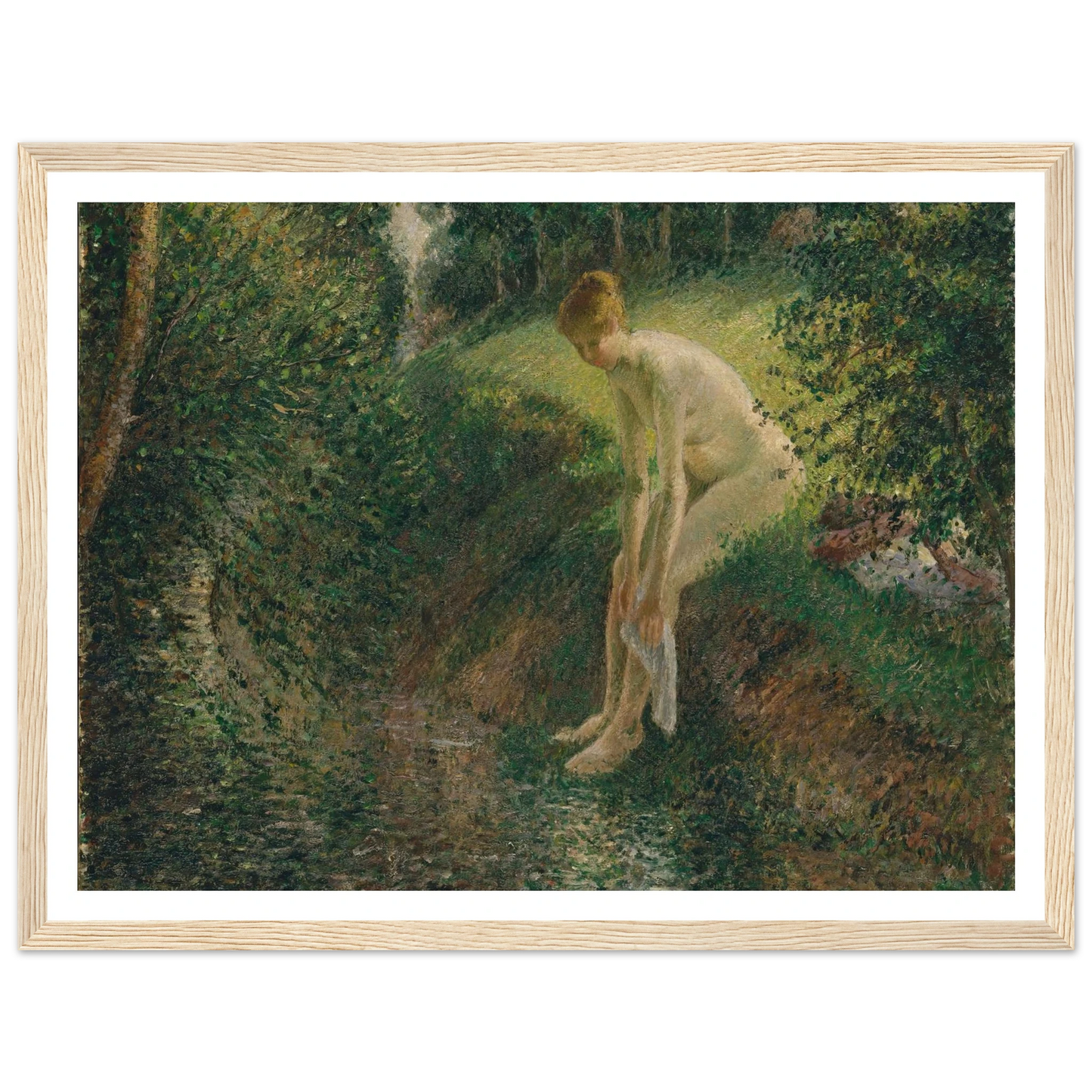 Bather in the Woods (1895) Art Print | Camille Pissarro - Framed Poster - 30x40 cm / 12x16″ - Black frame