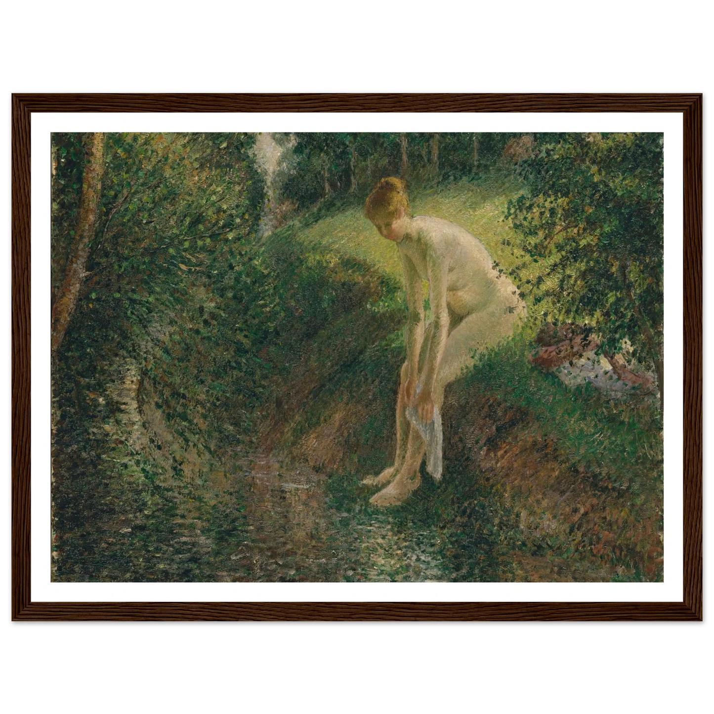 Bather in the Woods (1895) Art Print | Camille Pissarro - Framed Poster - 30x40 cm / 12x16″ - Black frame