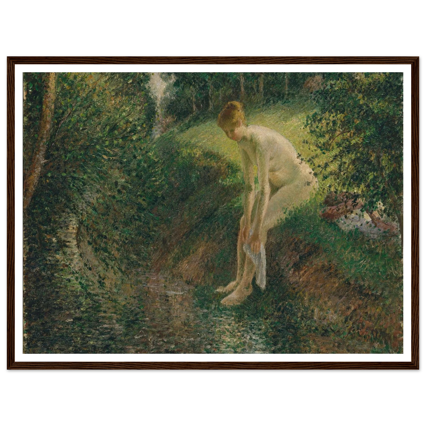 Bather in the Woods (1895) Art Print | Camille Pissarro - Framed Poster - 30x40 cm / 12x16″ - Black frame