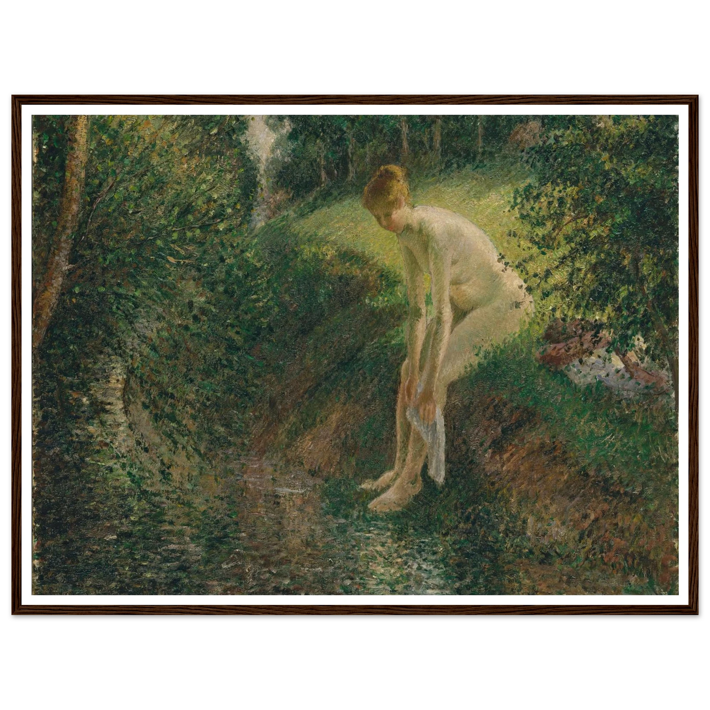 Bather in the Woods (1895) Art Print | Camille Pissarro - Framed Poster - 30x40 cm / 12x16″ - Black frame
