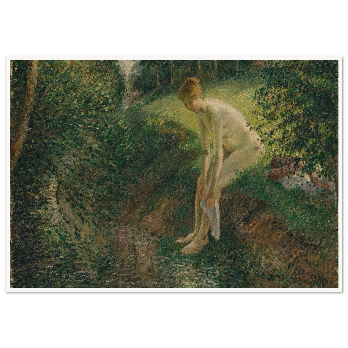 Bather in the Woods (1895) Art Print | Camille Pissarro - Framed Poster - 30x40 cm / 12x16″ - Black frame