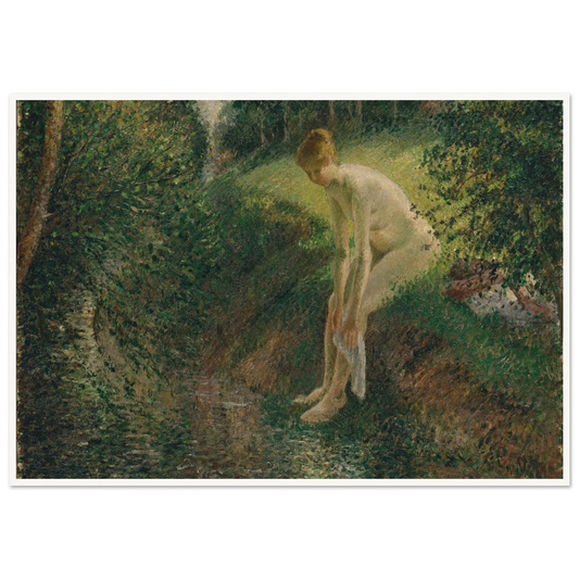 Bather in the Woods (1895) Art Print | Camille Pissarro - Framed Poster - 30x40 cm / 12x16″ - Black frame