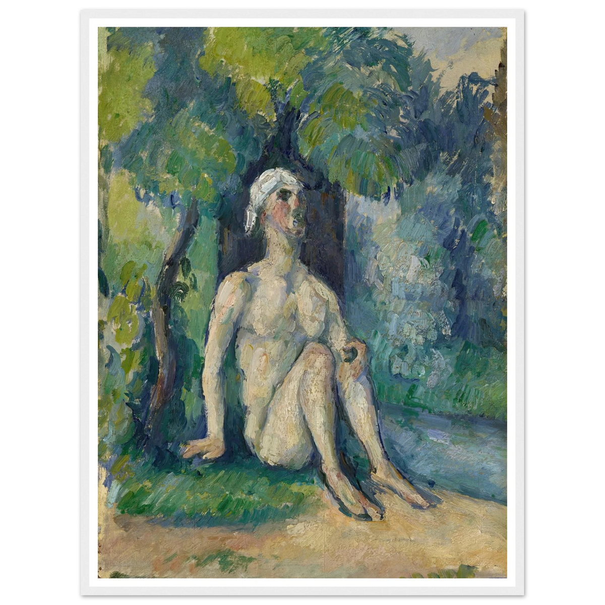 Bathers Sitting On The Water (1876) Art Print | Paul Cezanne - Framed Poster - 30x40 cm / 12x16″ - Black frame