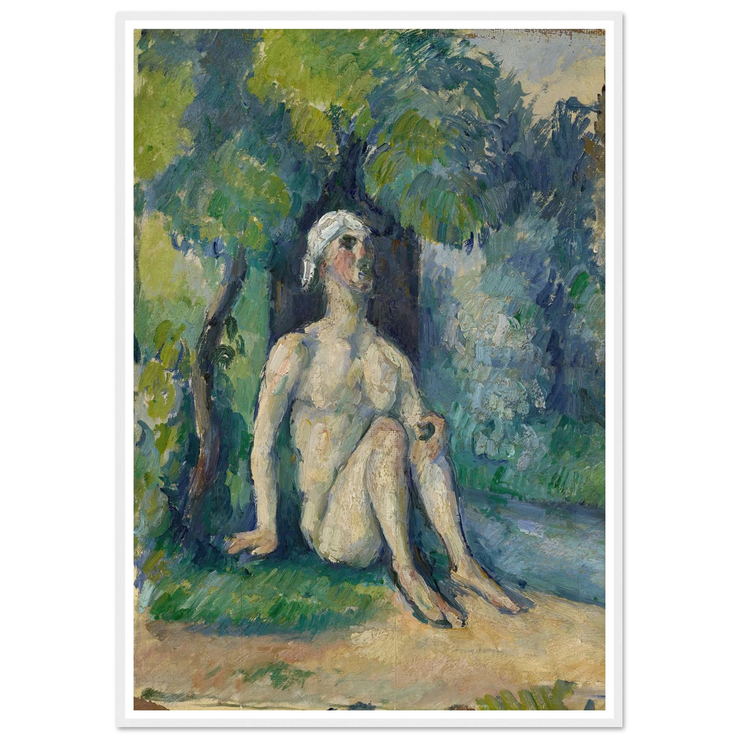 Bathers Sitting On The Water (1876) Art Print | Paul Cezanne - Framed Poster - 30x40 cm / 12x16″ - Black frame