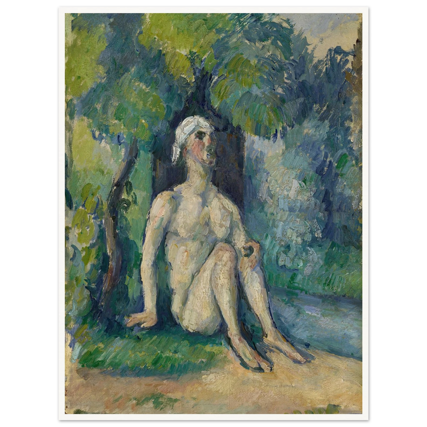 Bathers Sitting On The Water (1876) Art Print | Paul Cezanne - Framed Poster - 30x40 cm / 12x16″ - Black frame