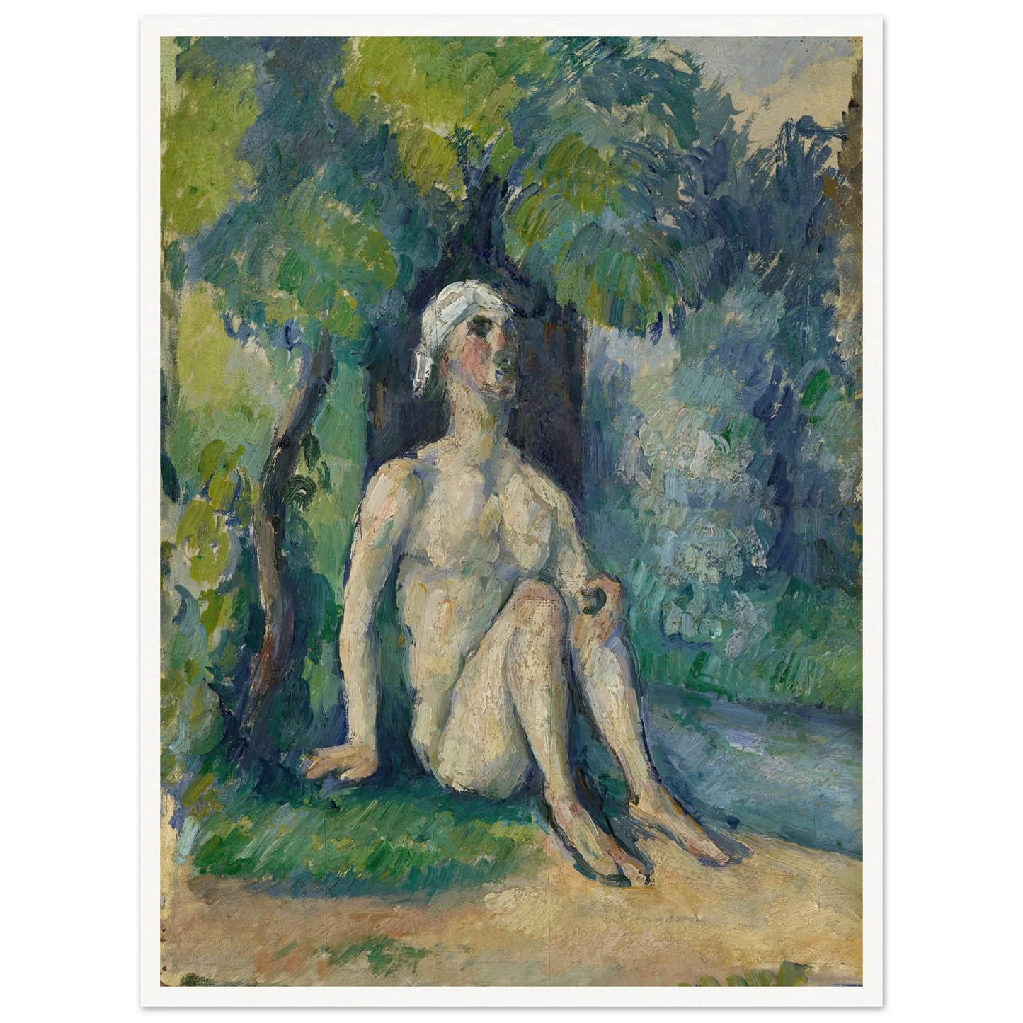 Bathers Sitting On The Water (1876) Art Print | Paul Cezanne - Framed Poster - 30x40 cm / 12x16″ - Black frame