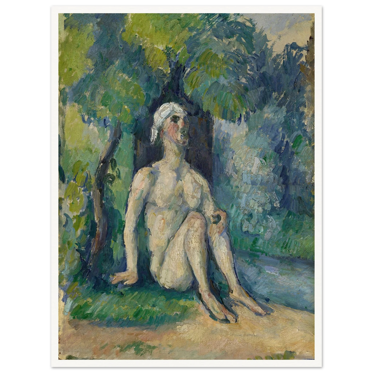 Bathers Sitting On The Water (1876) Art Print | Paul Cezanne - Framed Poster - 30x40 cm / 12x16″ - Black frame