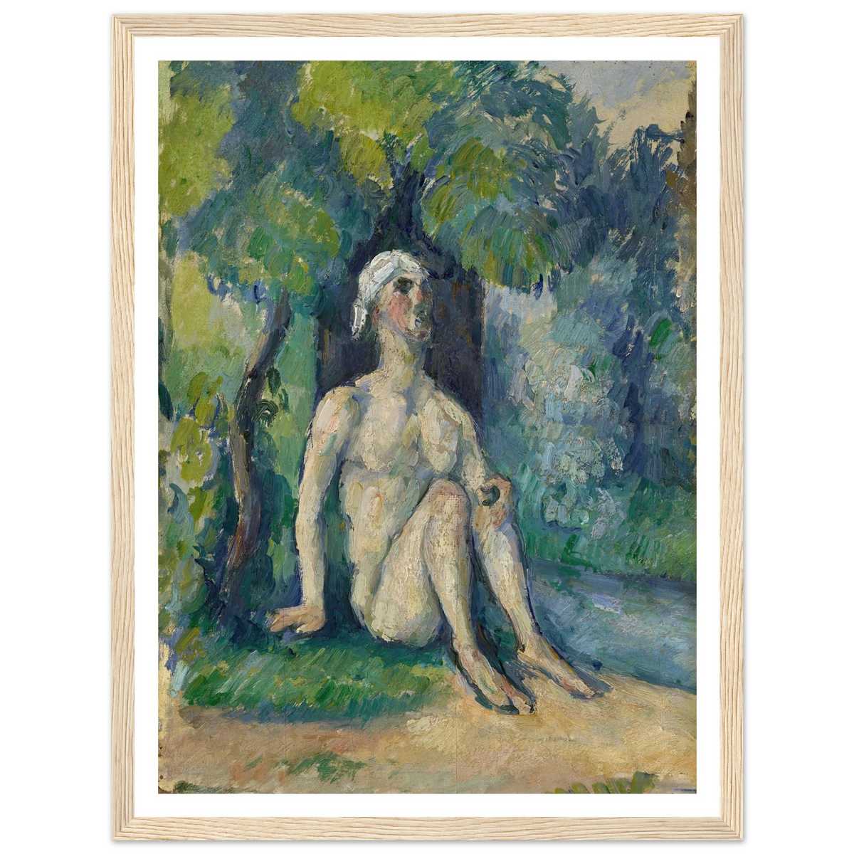 Bathers Sitting On The Water (1876) Art Print | Paul Cezanne - Framed Poster - 30x40 cm / 12x16″ - Black frame